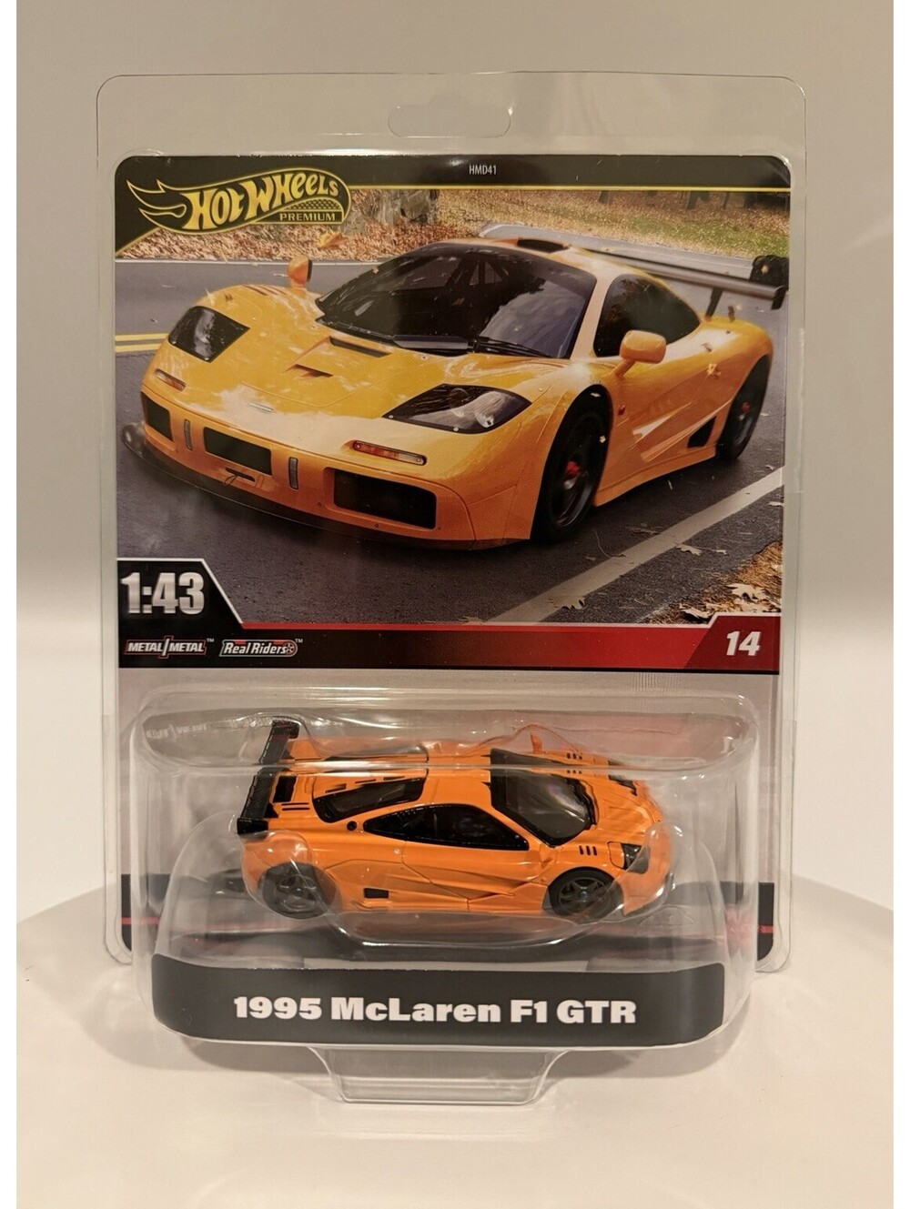 1:43 Hot Wheels Premium 2024 Real Riders HWT15 - 1995 McLaren F1 GTR Orange